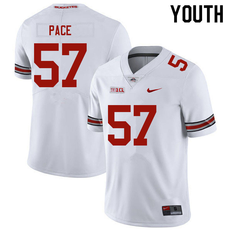 Ohio State Buckeyes Jalen Pace Youth #57 White Authentic Stitched College Football Jersey